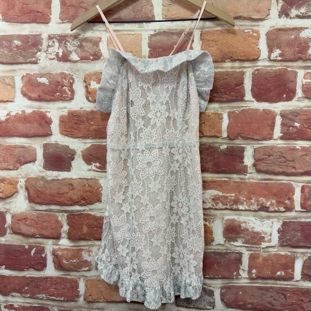 Bcbgeneration Dress Women's 6 Pink Gray Floral Lace Casual Evening Zip Up